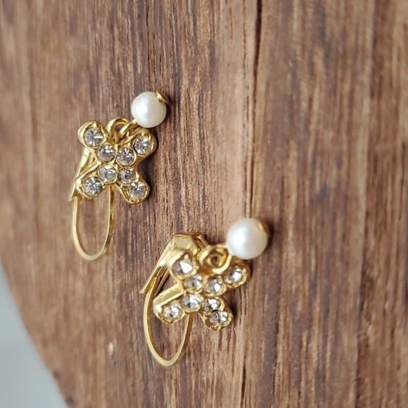 Jewelry - Vintage cross‎ crystal dangle edwardian earrings E2175